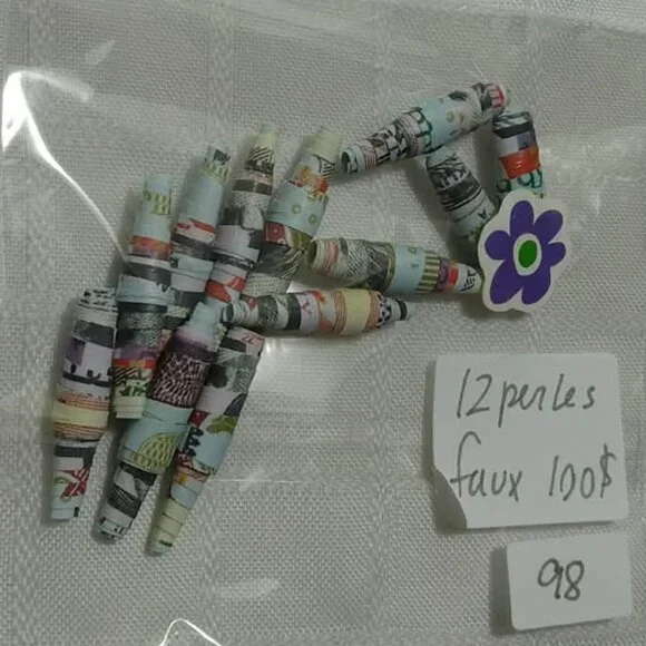 One-of-a-kind handmade/hand rolled paper beads/jewelry making/craft supplies/DIY - Picture 7 of 11